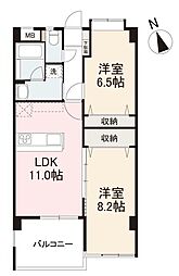 ビオトープ三条 2LDKの間取図画像