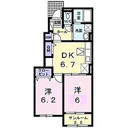 フィオーレ・G2 2DKの間取図画像