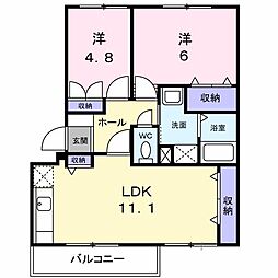 コンフォート鎌田 2LDKの間取図画像