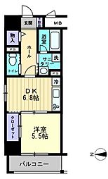アルファレガロ中央町 1DKの間取図画像