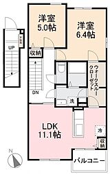 レイクサイドヒルズ林A 2LDKの間取図画像