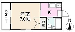 クレインスクエア 1Kの間取図画像