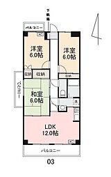 クレスト三条 3LDKの間取図画像