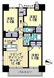 アルファライフ松島公園2 3LDKの間取図画像