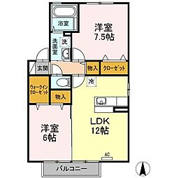 ルーチェA 2LDKの間取図画像