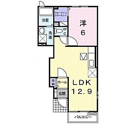 カーザ・フェリース1 1LDKの間取図画像