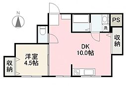 エクセレント3 1DKの間取図画像