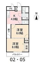 メゾン丹秀 2Kの間取図画像