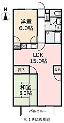 フォブール鬼無里 2LDKの間取図画像