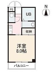 フラワーマンション 1Kの間取図画像