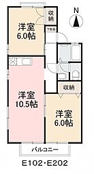 エステート松原E 2LDKの間取図画像
