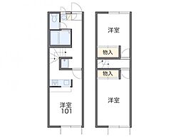 レオパレスロワール三条B 2DKの間取図画像