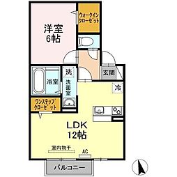 グランフェルティA 1LDKの間取図画像