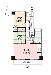 クレスト三条 2LDKの間取図画像