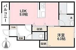 高松市木太町アパート 1LDKの間取図画像