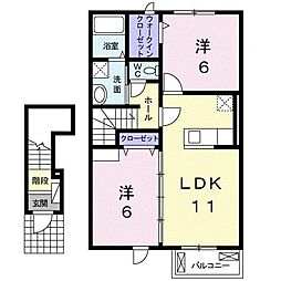 ヴァリーハート 2LDKの間取図画像