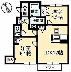 シャーメゾンカスガA 2LDKの間取図画像