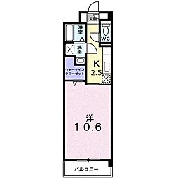 ヴィドゥカンパーニュ 1Kの間取図画像