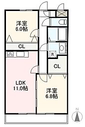 RIO・PLATINO 2LDKの間取図画像