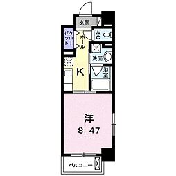 クラール花ノ宮 1Kの間取図画像