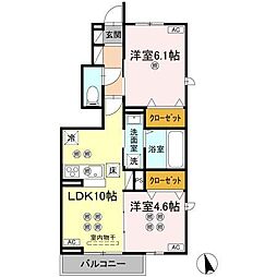 ローゼン太田 2LDKの間取図画像