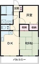 ファミール三本松 2DKの間取図画像