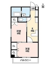 アーバンステイツ上福岡 2Kの間取図画像