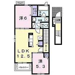 サンロイヤルA 2LDKの間取図画像