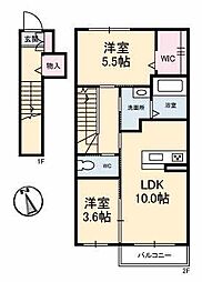 アルフラット 2LDKの間取図画像