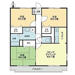 キャメル三条21 3LDKの間取図画像