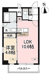 メルベーユ観光通 1LDKの間取図画像