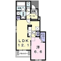 アネシス木太B 1LDKの間取図画像