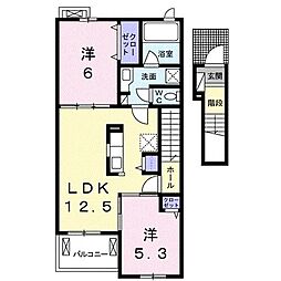 フレスクーラD 2LDKの間取図画像