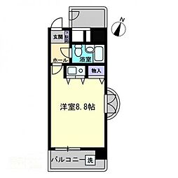 am's4観光町 1Kの間取図画像