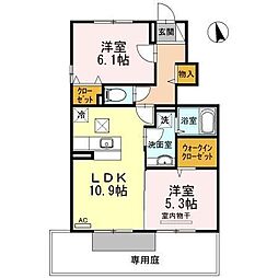 アルシュケイ 2LDKの間取図画像