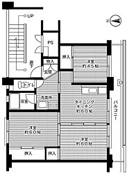 ビレッジハウス野間田1 3DKの間取図画像