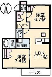 ShaMaison上林A 2LDKの間取図画像