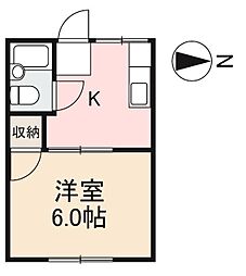 めぞん成合 1Kの間取図画像