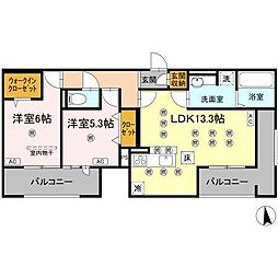 高松市上福岡町アパート 2LDKの間取図画像