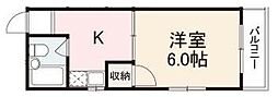 コート玉藻 1Kの間取図画像