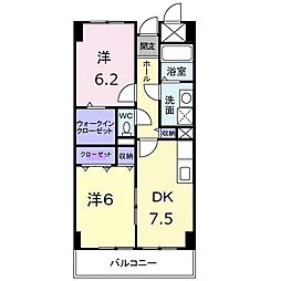 アメニティ屋島 2DKの間取図画像