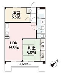 コーポ千代橋 2LDKの間取図画像