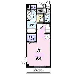 カーサ木太2 ワンルームの間取図画像