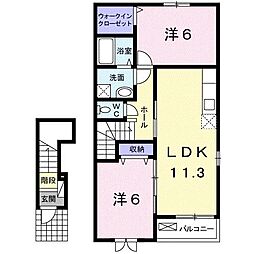 コンフォート切ノ川 2LDKの間取図画像