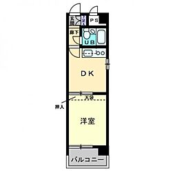ダイアパレス中新町第3 1DKの間取図画像