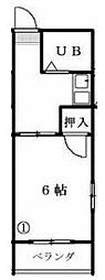 KOKUBUハイツ 1Kの間取図画像