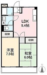 ラフィネ・ノワール高松 2LDKの間取図画像