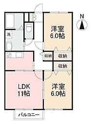サン・フィールド1 2LDKの間取図画像