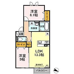 グレイシア 2LDKの間取図画像
