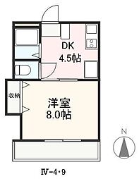 クレイドル安田3 1DKの間取図画像
